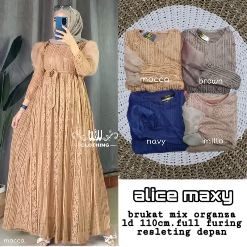 READY ….!!!!! Dress alice maxy mix organza gamis brokat terlaris