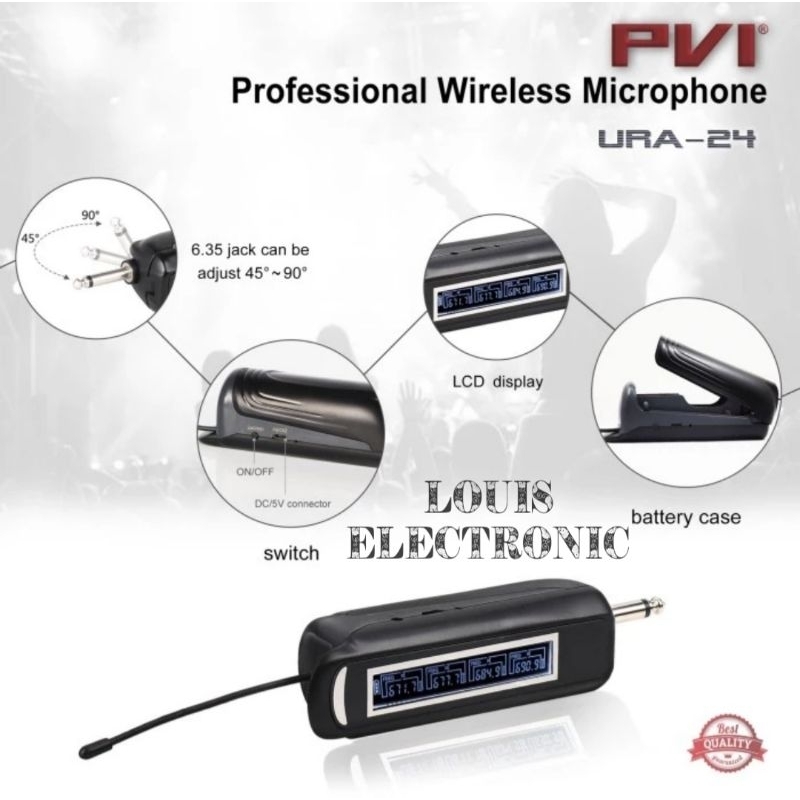 Mic Microphone Wireless PVI URA24 URA-24 URA 24 4 Mic Handle Kualitas Bagus