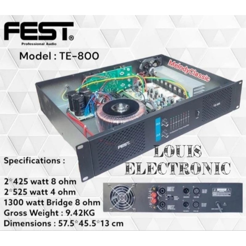 Power Amplifier FEST TE-800 TE800 TE 800 2 Channel ORIGINAL