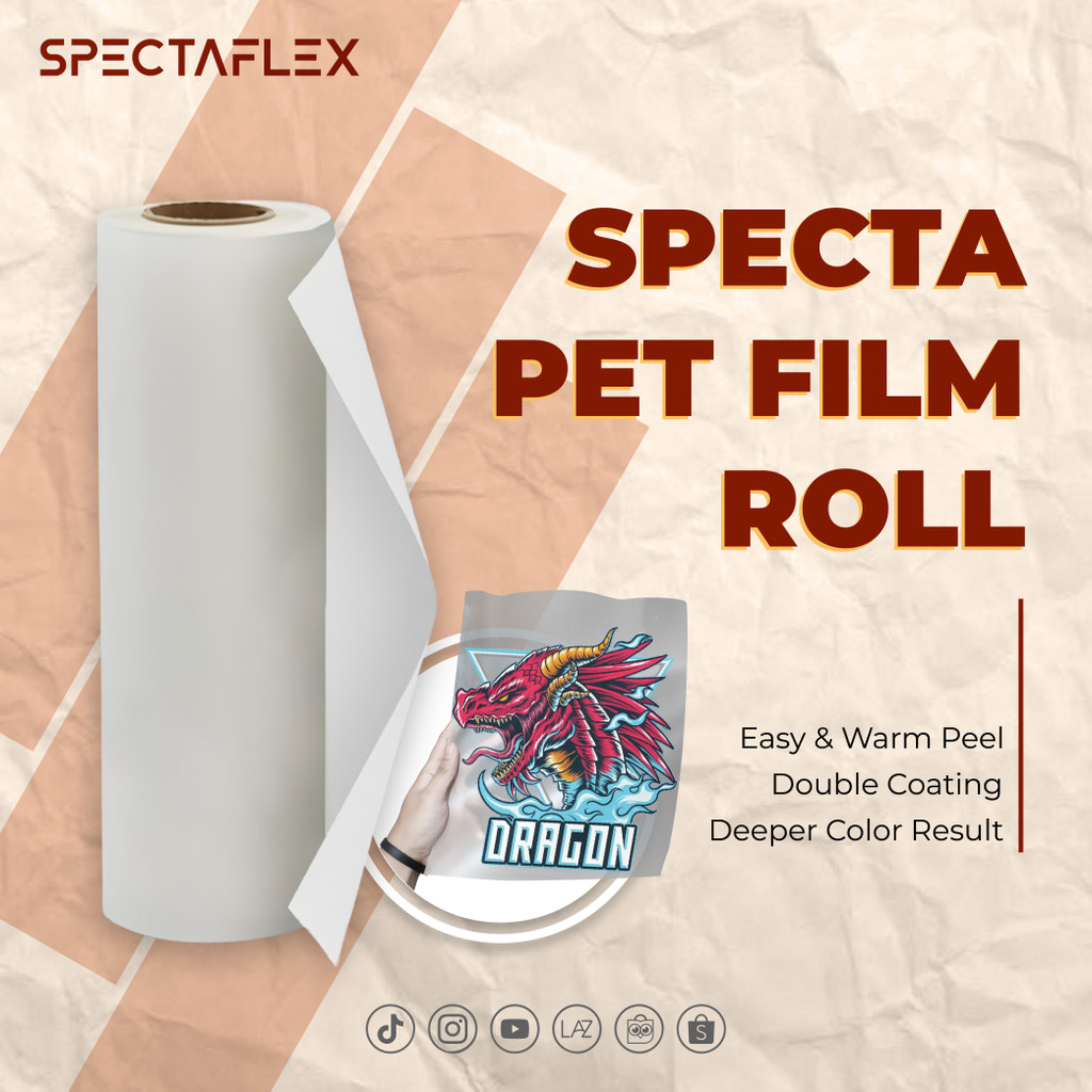 SPECTAFLEX PET FILM DTF 1 ROLL SUPER PREMIUM KERTAS TRANSFER FILM DTF 100 METER