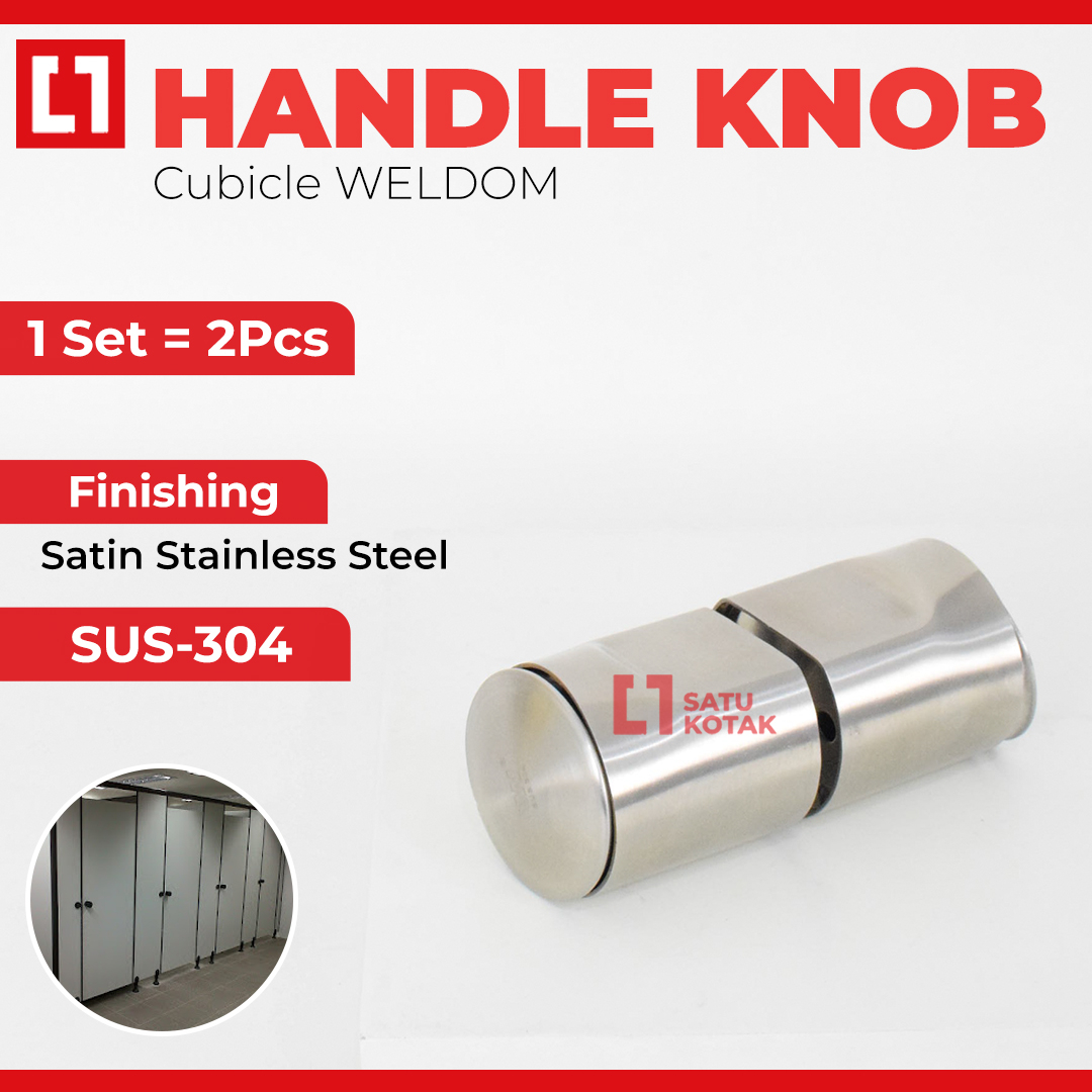 Handle Knob Cubicle Stainless Pintu Toilet Kamar Mandi Partisi Weldom