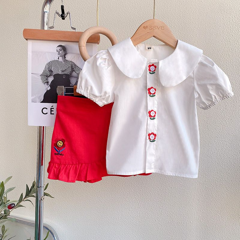 (LOLI-JKT) BS-437 SET ANAK CEWEK ROK MERAH BUNGA SIZE 90-140