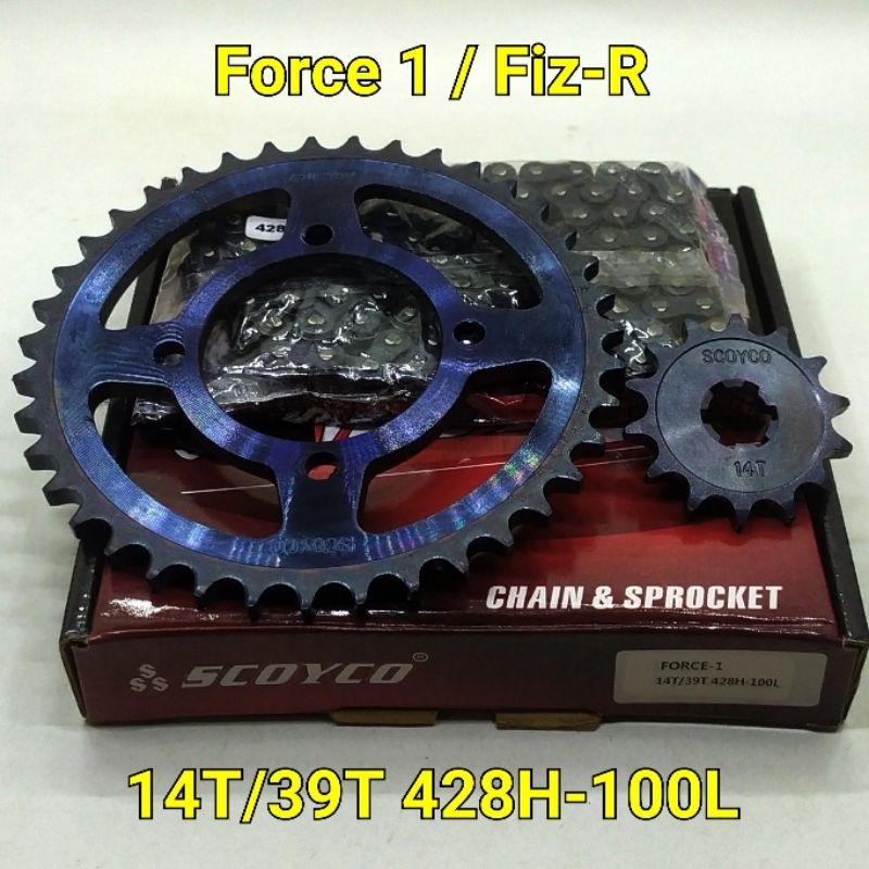 Scoyco Gear Set FizR Fiz R Alfa Force 1 Vega R Paket lengkap Gear Depan Belakang dan Rantai 14T 39T 