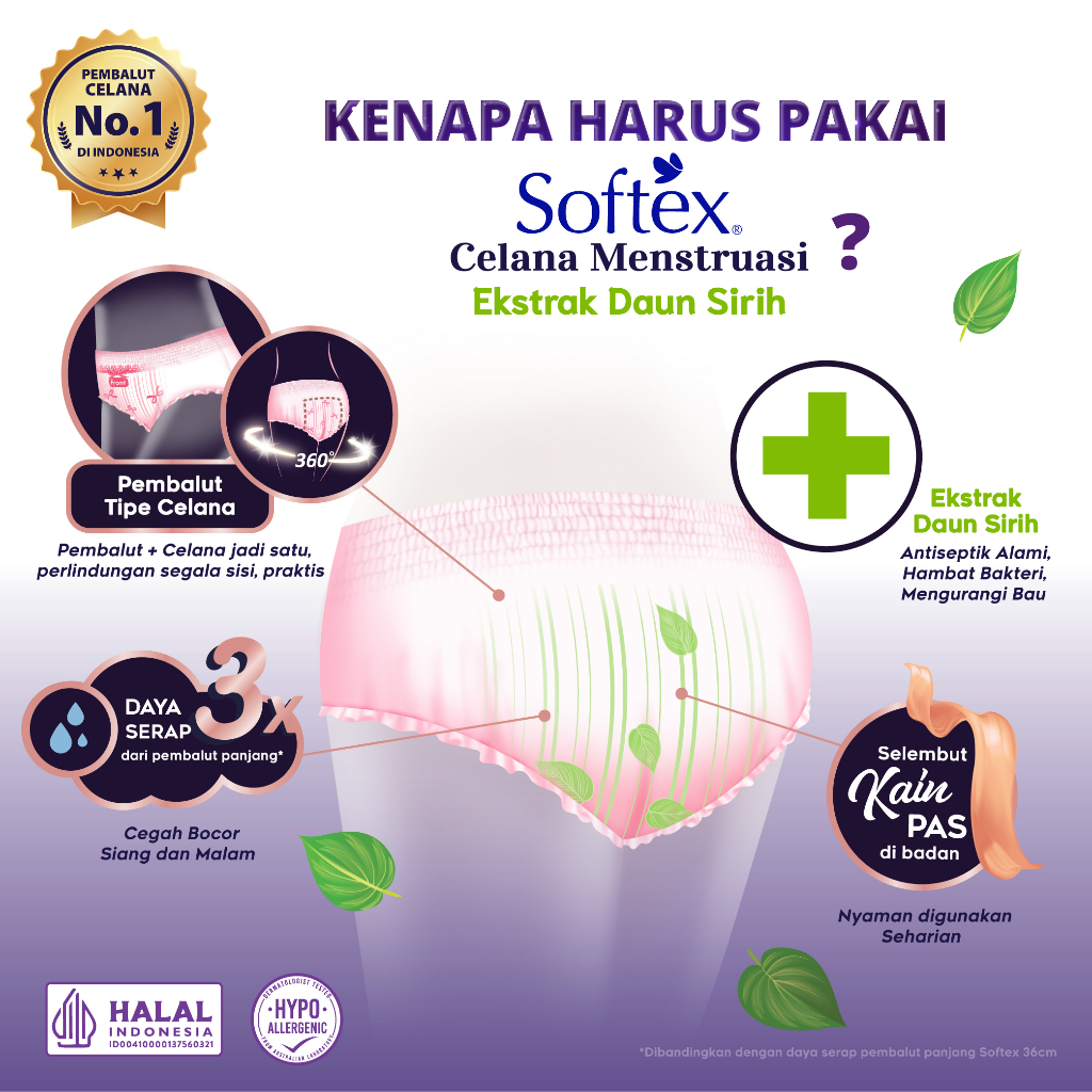 [Twin Pack] Softex Celana Menstruasi Daun Sirih 2s