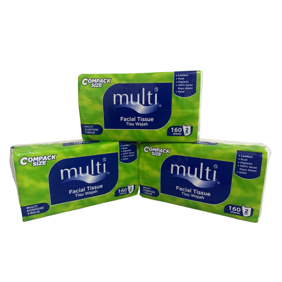 Tisu Tessa Multi 160 Sheets 2 Ply MP11 compack size / Tissue Facial Soft Pack 160s / Tisu wajah 2ply 160 sheet lembut