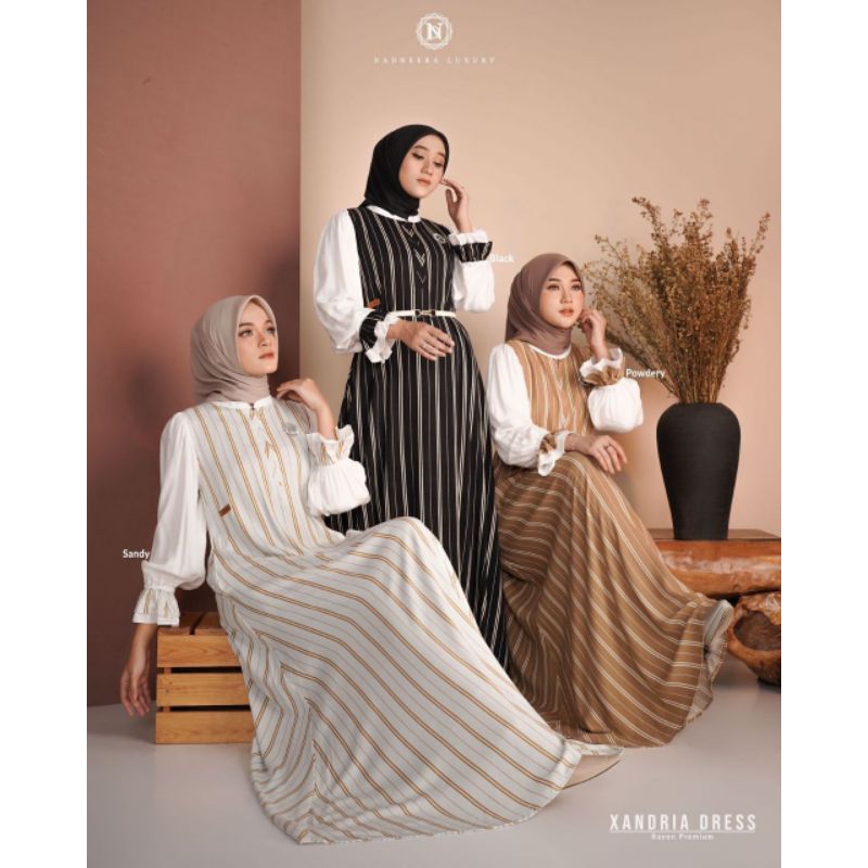 Xandria Dress Nadheera Luxury Terbaru Outfit Idul Adha