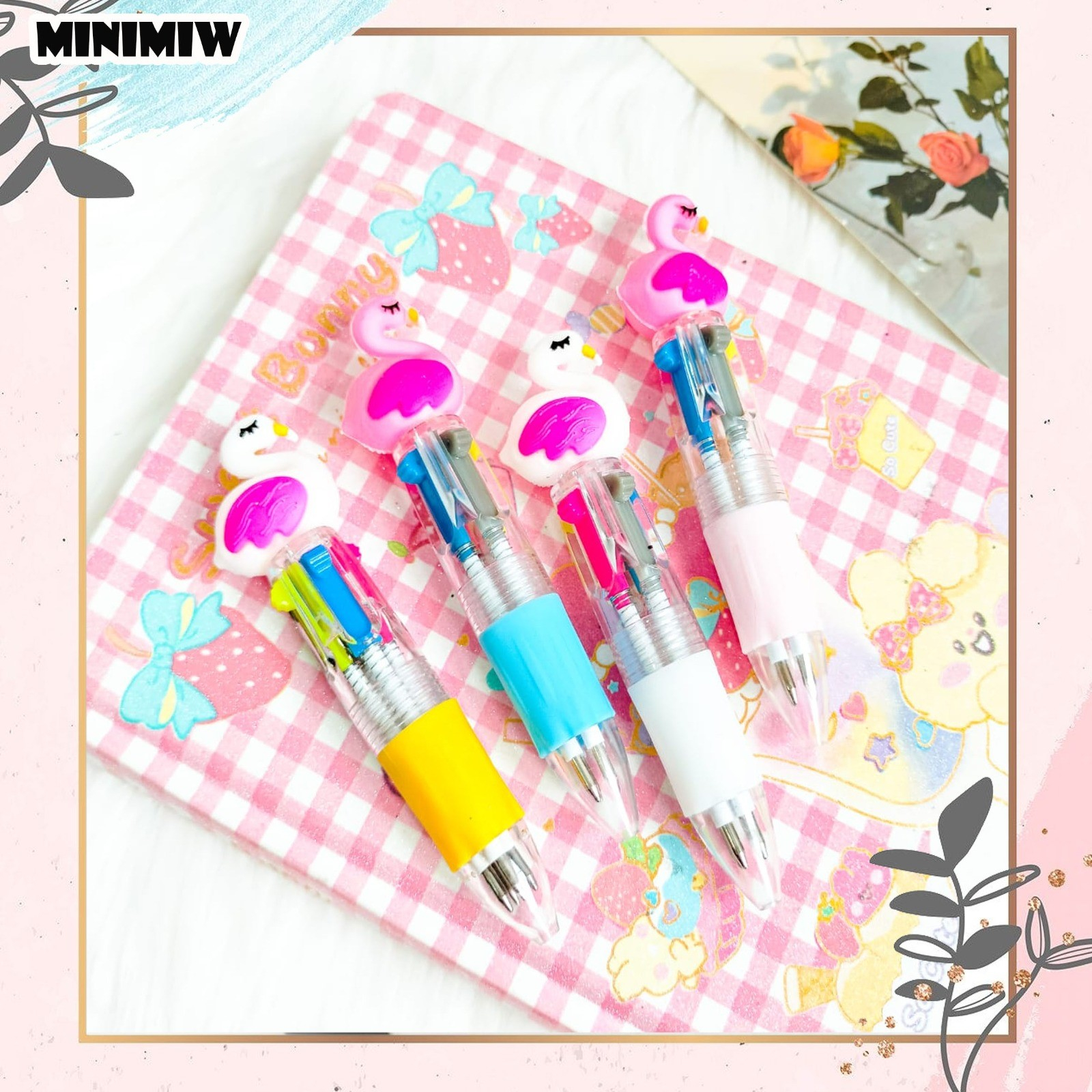 PULPEN 4 WARNA FLAMINGO ALAT TULIS BOLPOIN UNIK IMUT MURAH PEN GEL KARAKTER PENA UNIK LUCU MURAH