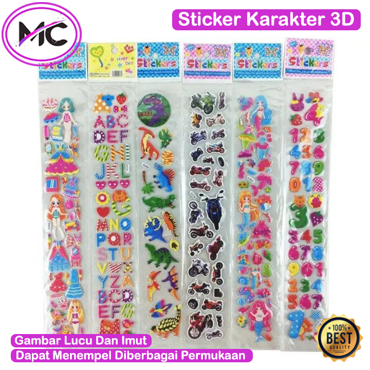 Sticker Mainan Anak Laki Laki Perempuan Tempelan Stiker Tempel Karakter Timbul 3D Lucu Murah