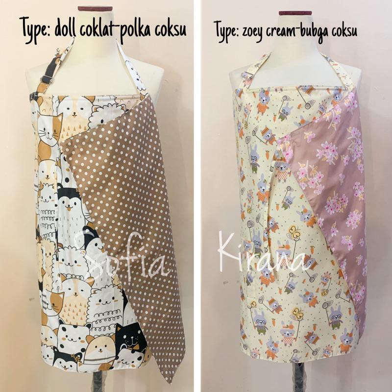 2in1 Apron Menyusui 2lapis motif bolak balik sofia kirana + ukuran 68x90cm + nursing apron + penutup stroller