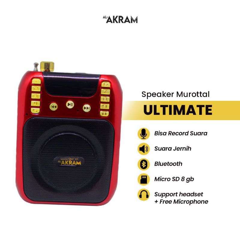 Al Akram Ultimate Speaker Al Quran Alakram Murottal Free Microfon Kabel USB SD Card Charger Murotal Alquran