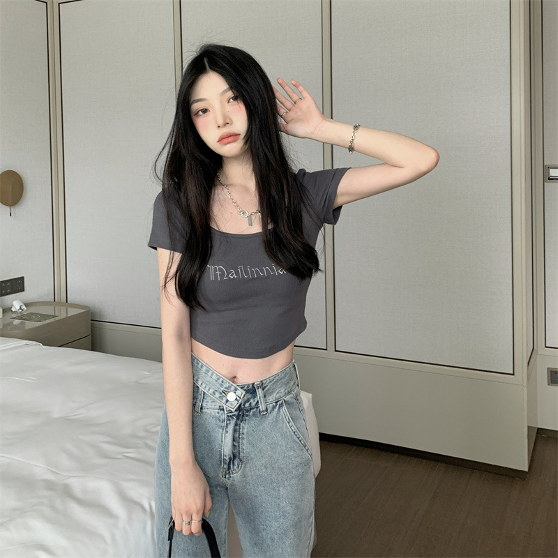 TJM BJ385 Korean Crop Top Rib Sexy Crop Top Kaos Wanita Ava Basic Baju Crop Top Fashion