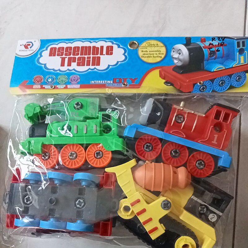 668-3 Mainan Assemble train DIY bongkar pasang obeng