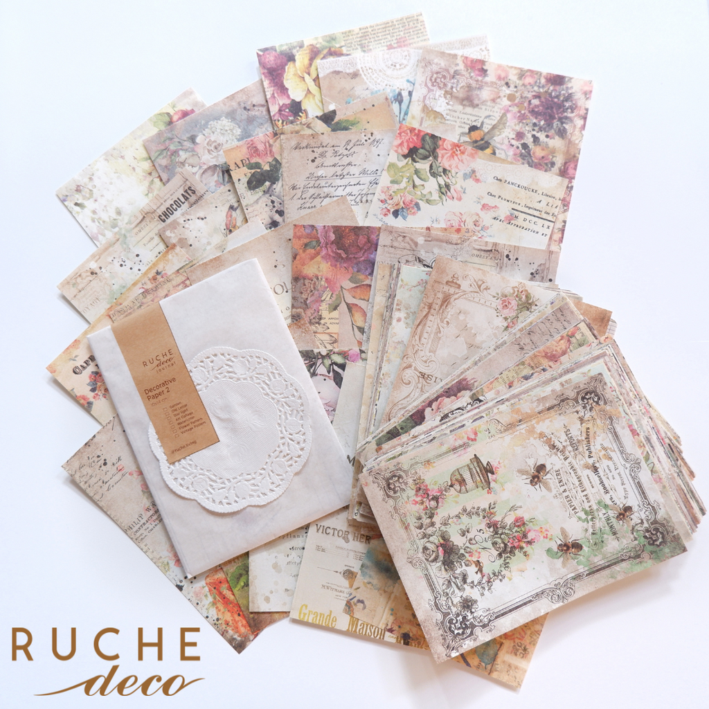 

RUCHE DECO - Decorative Paper 2 / Aesthetics Decor Craft Paper / VINTAGE DECORATION PAPER / VINTAGE DECORATION PAPER UNTUK JURNAL JOURNAL BUJO SCRAPBOOK