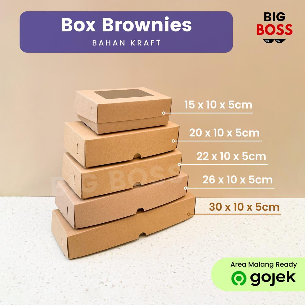 Box Brownies Laminasi / Dus Brownies Kraft / Dus Kue / Kemasan Brownies / Dus Brownis / Box Brownis Jendela / Box Snack