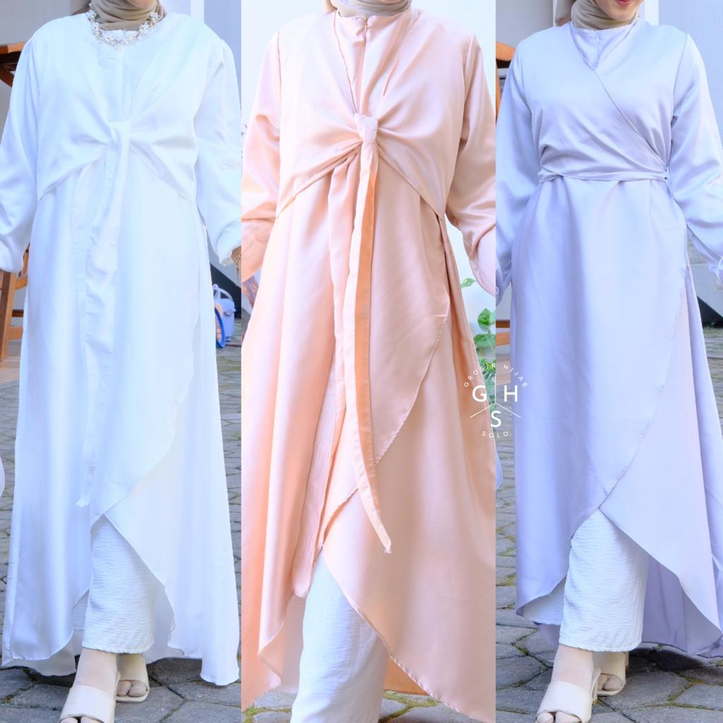 (DBY) GAMIS BILQIS TALI ATASAN WANITA BUSUI DRESS SATIN PREMIUM