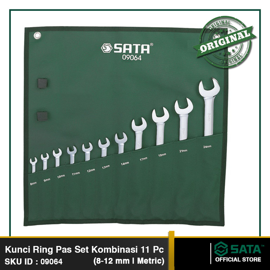 SATA Combination Wrench SET 11 Pcs METRIC Sata Kunci Ring Pas SET 8-24 mm 11pcs 09064