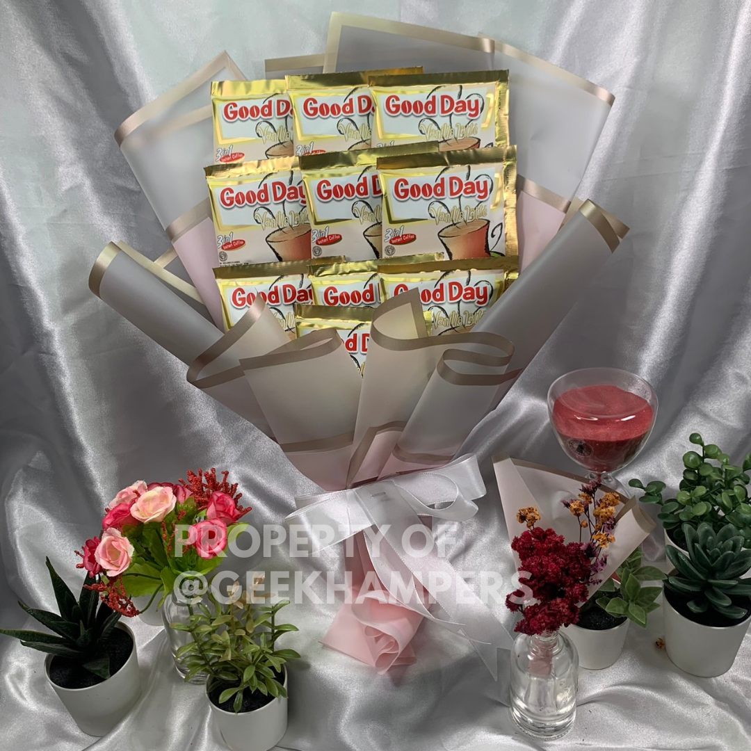 

Mini Buket Bouquet Bucket Kopi Good Day Vanilla Latte Murah Kado Hadiah Ulang Tahun Wisuda Sidang Kelulusan Snack Murah Banget