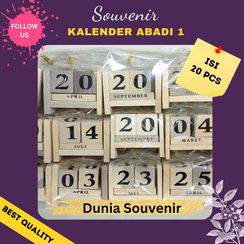 Kalender Abadi Souvenir Kayu Nikah Pernikahan Hajatan Wedding