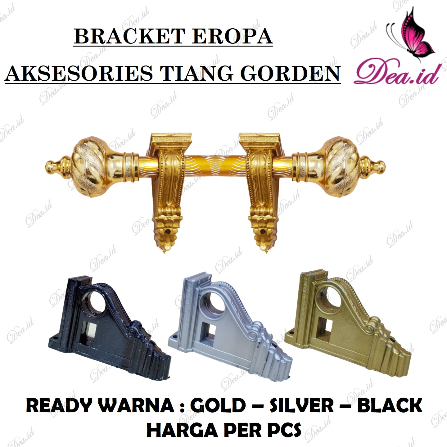 [DEASHOP] AKSESORIES GORDEN ENDCUP BANDUL MAHKOTA PRINCESS BRACKET BRAKET EROPA PENYANGGA KAKI BATANG TIANG GORDEN