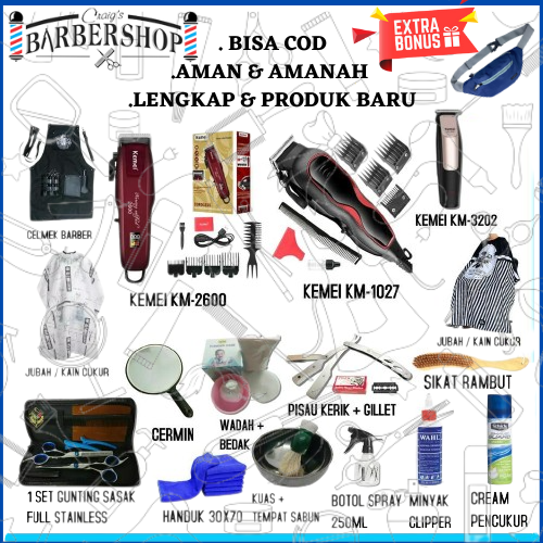 Paket Barbershop Lengkap Original Alat Cukur Rambut Paket Peralatan Usaha Barbershop Super Taper Ori