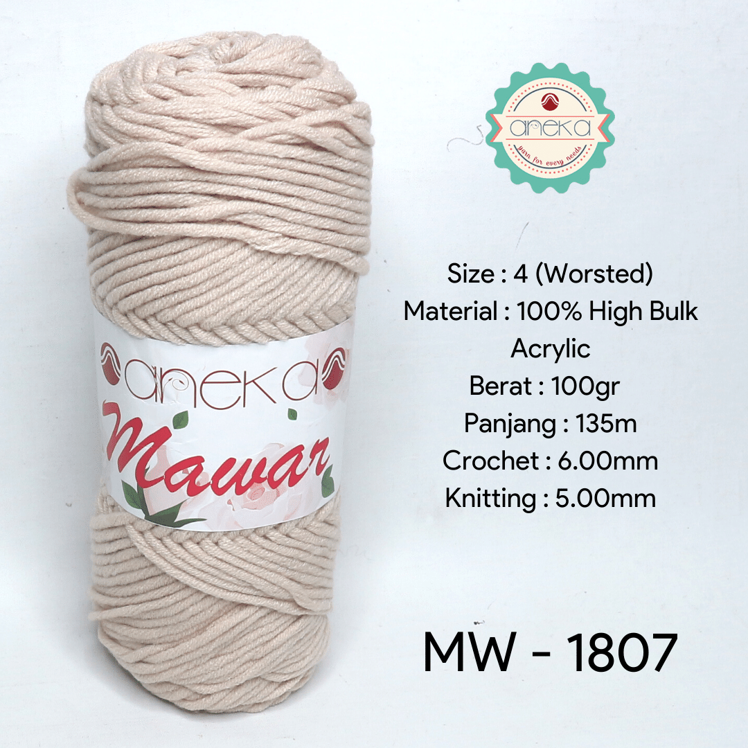 Benang Rajut Mawar / Soft Acrylic Yarn / Milk Cotton Worsted / Katun Susu - 1807