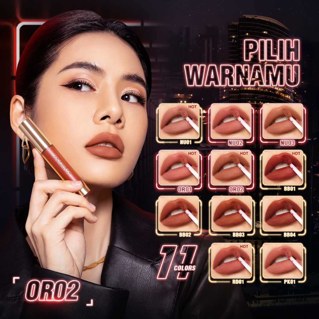 FOCALLURE ModernUrban Matte Liquid Lipstick Waterproof Lip Tint Long Lasting High Pigment Ultralight Lip Gloss