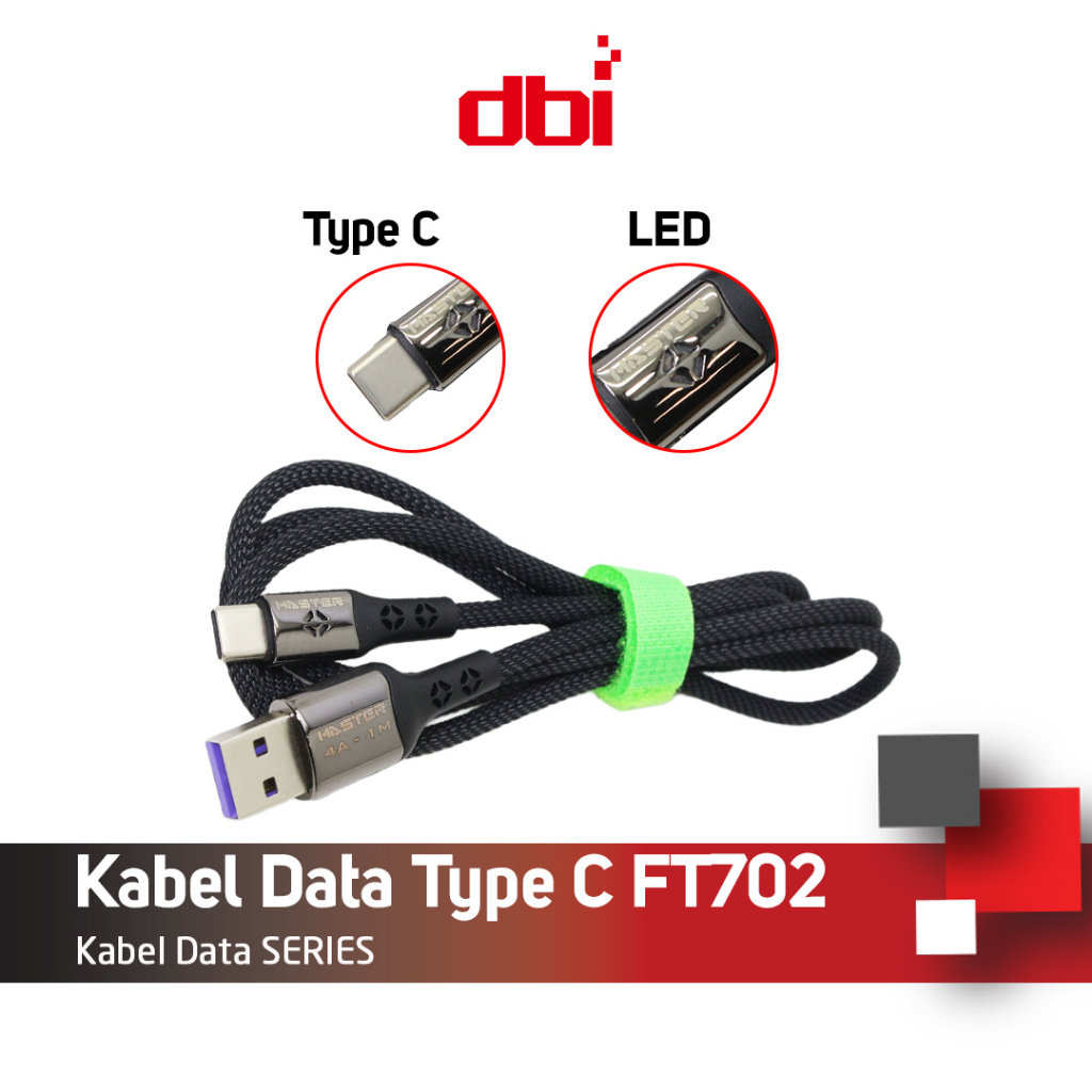 Kabel Data Premium Micro USB, Type C, IPhone Lightning 100cm LED FAST CHARGING 4A MASTER FT702