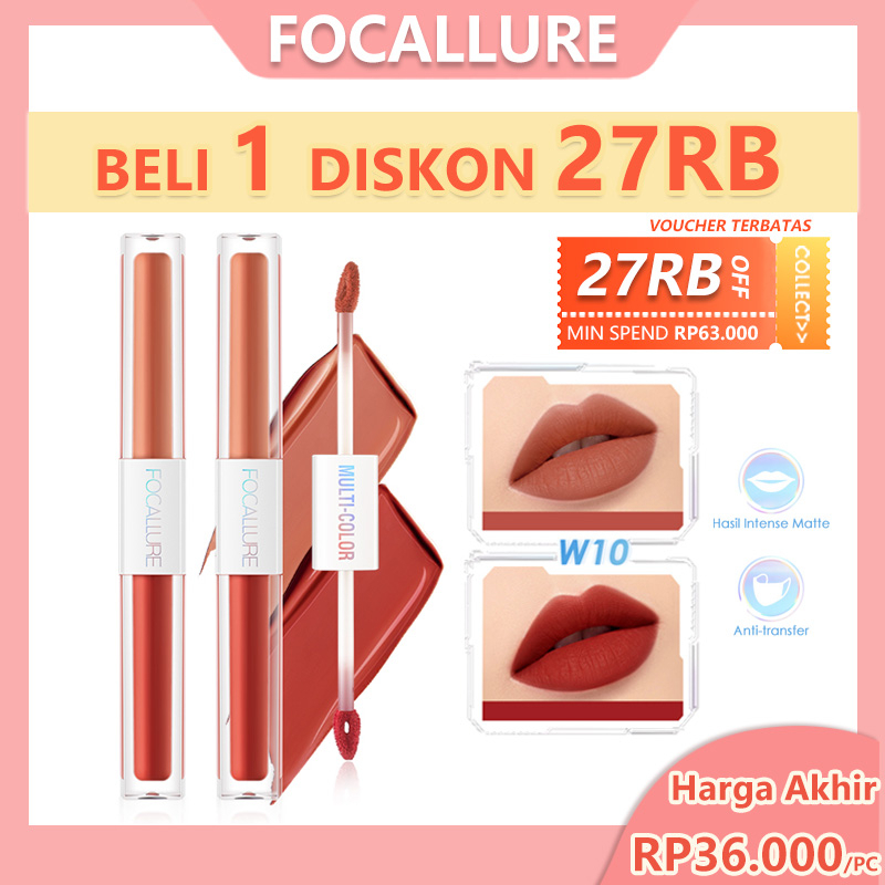 FOCALLURE 2 In 1 Matte Lipstick Dual Stick Tahan Lama Hingga Liquid Lipstick Lip Gloss 6 Jam