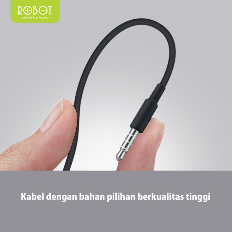 Headset Robot RE701 Wired Earphone Bass Compatible For All Phone Original - Garansi 1 Tahun