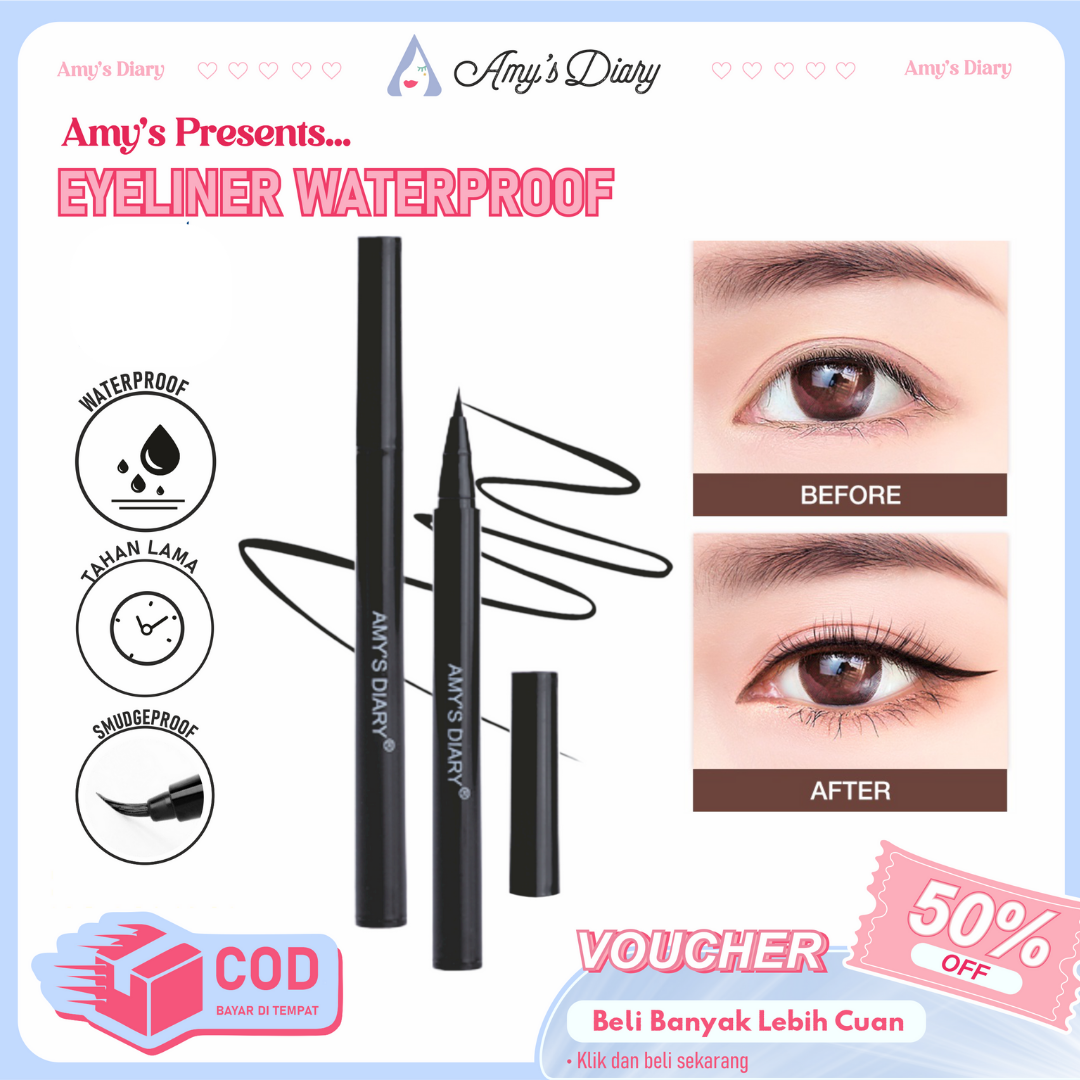 [PAKET HEMAT] Amy'sDiary Eye Makeup Set Eyebrow Eyeliner Maskara White Flower Waterproof 3 In 1