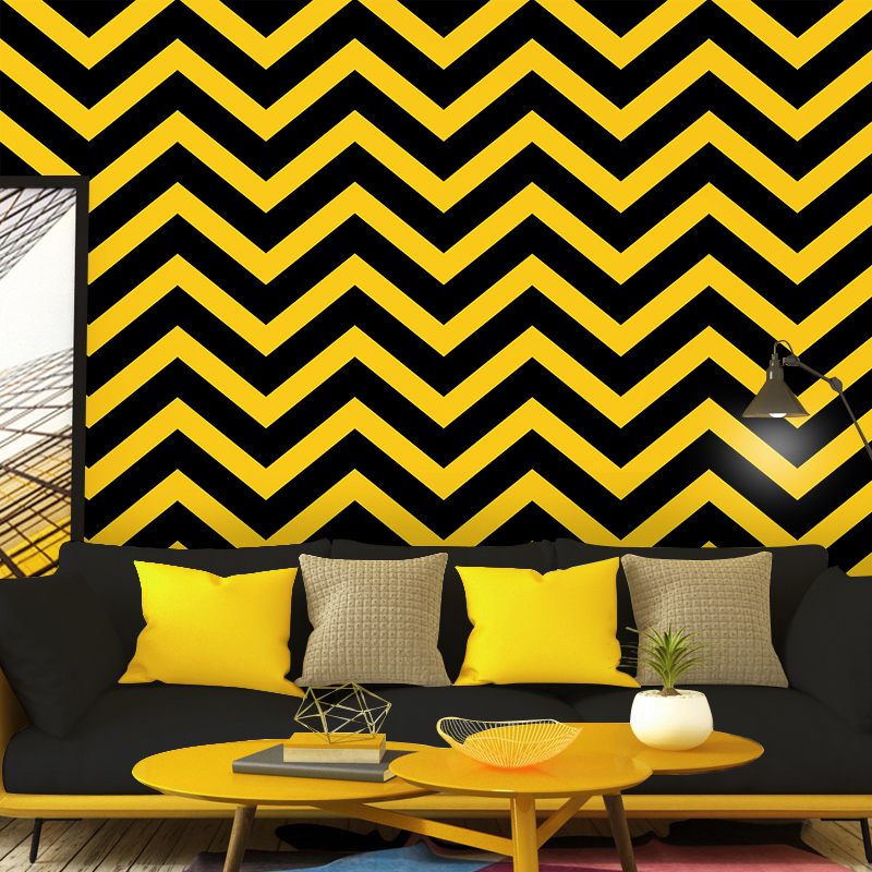 DEOS WALLPAPER GELOMBANG STRIP 3D KUNING HITAM NEW