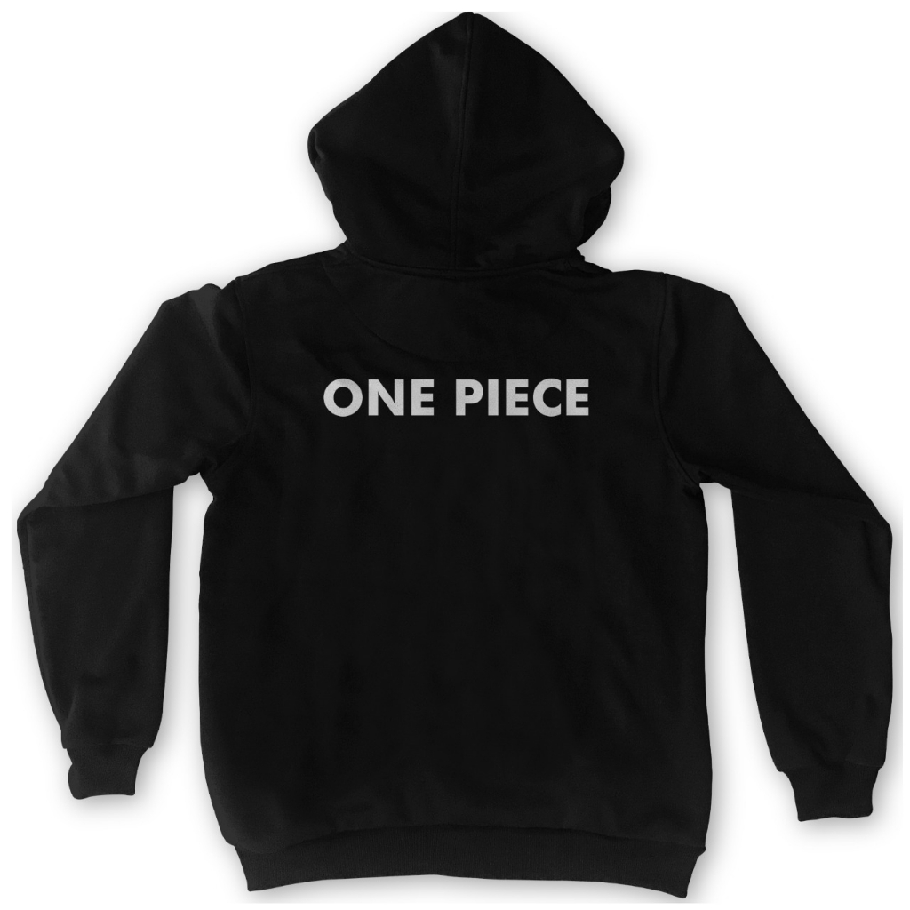 Hoodie Logo Strawhat Embroidery Black Anime Manga One Piece Premium Unisex