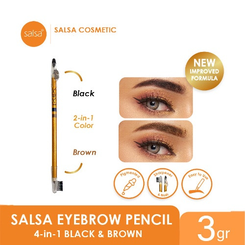 READY STOCK | SALSA Eyebrow Guru - SALSA PENSIL ALIS 4 IN 1 | Salsa Eyebrow Pencil 4in1 Black &amp; Brown | Original Product
