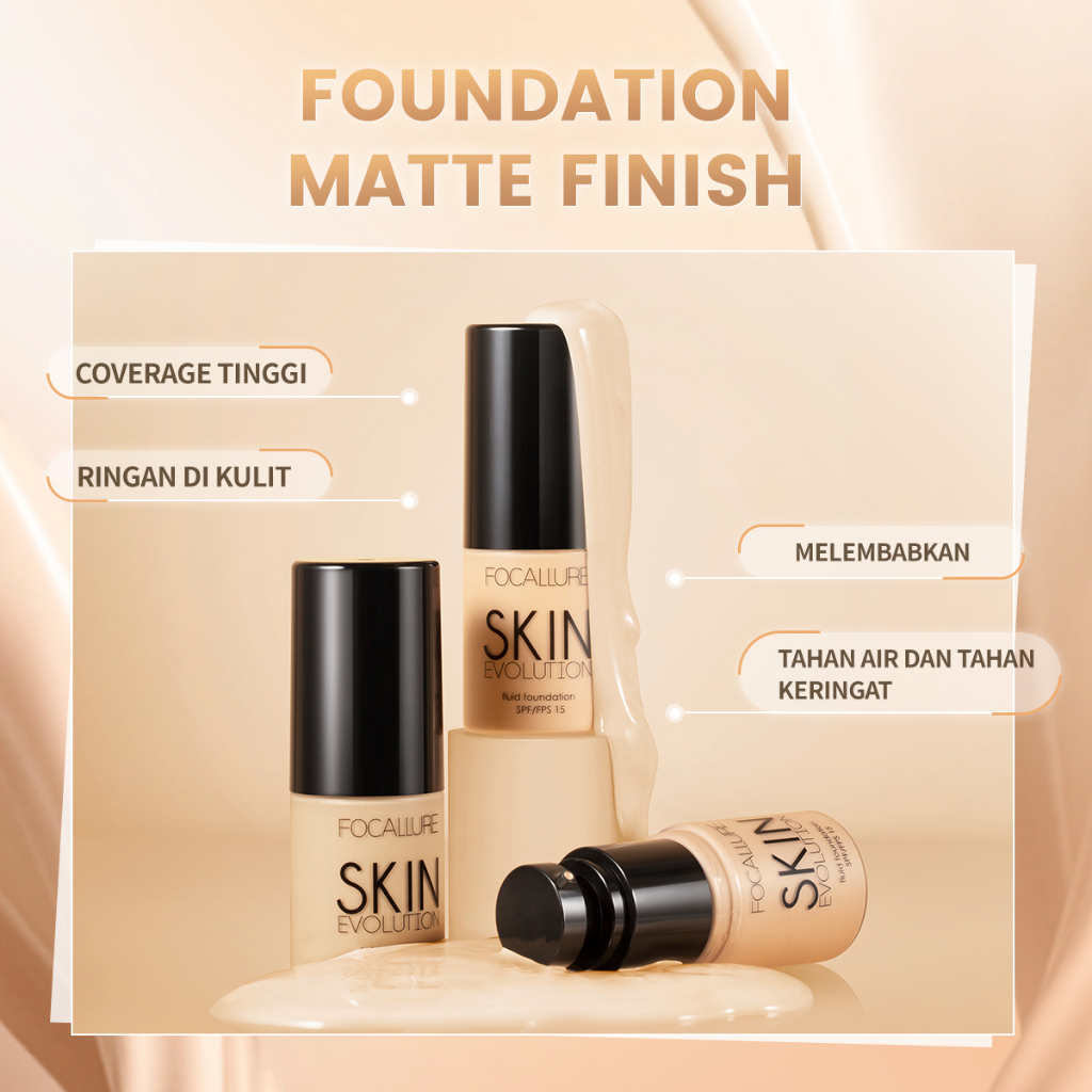 FOCALLURE Lightweight Matte + Poreless Liquid Foundation Oil-control &amp; Up to 24H