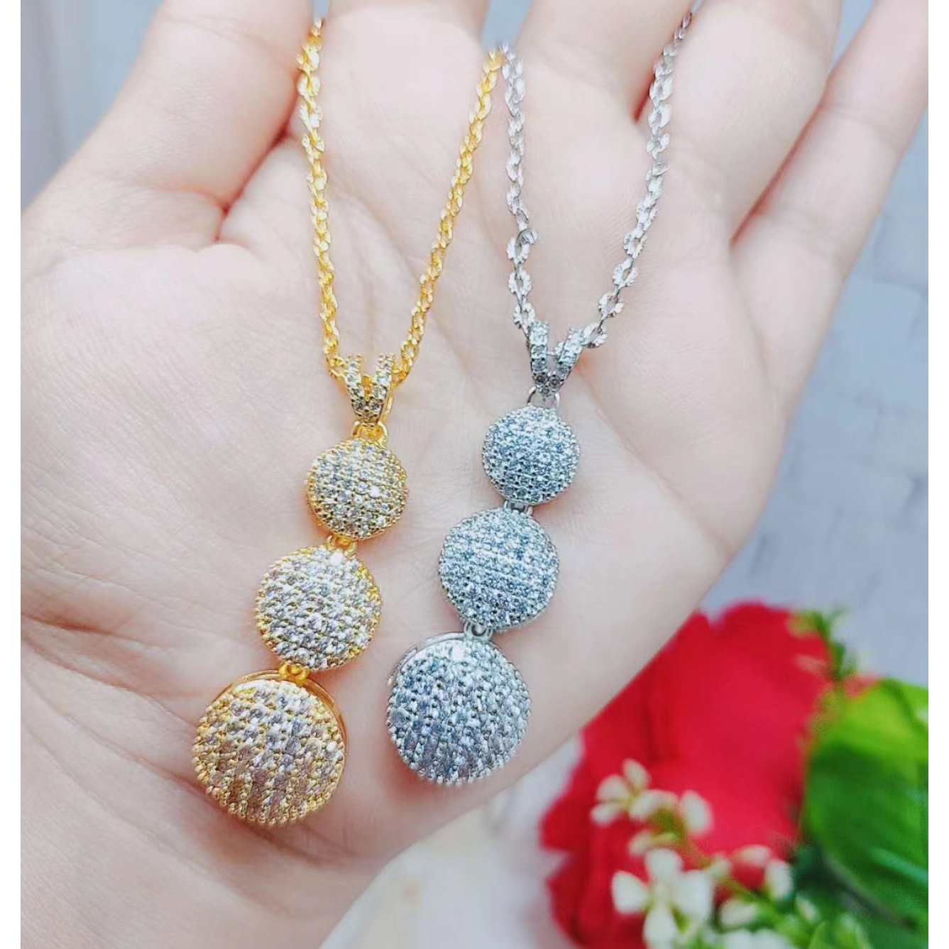 Kalung Xuping Full Mata Lapis Emas Perhiasan Fashion R111