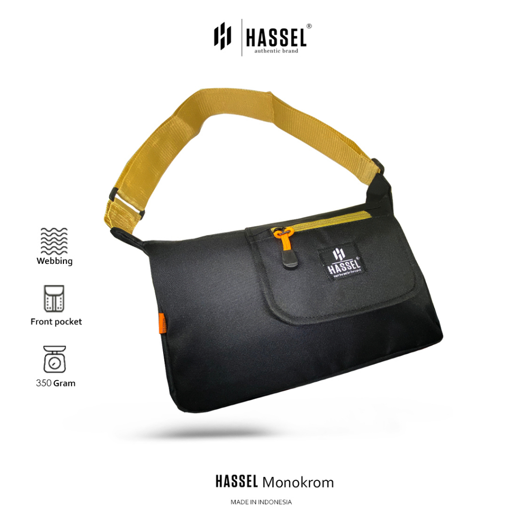 Tas Selempang Pria Hassel Monokrom - Tas Waist Bag Pria / Tas Selempang Wanita / Tas Slempang Pria casual