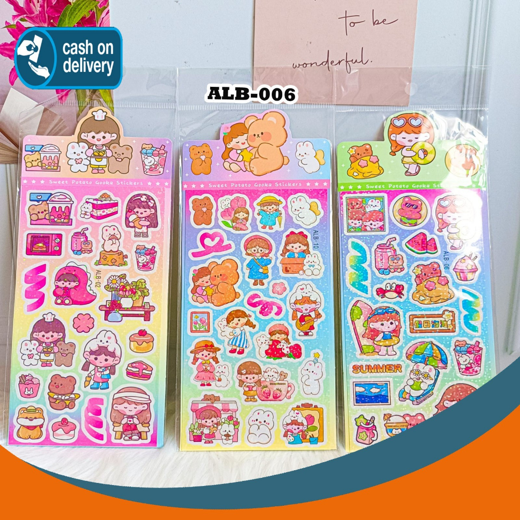 

STICKER GLITTER MOMO ALB-006 (ISI 1 LEMBAR) Set Daily Manual Cute Pattern Decorative Tape Sticker Gift CRAFT