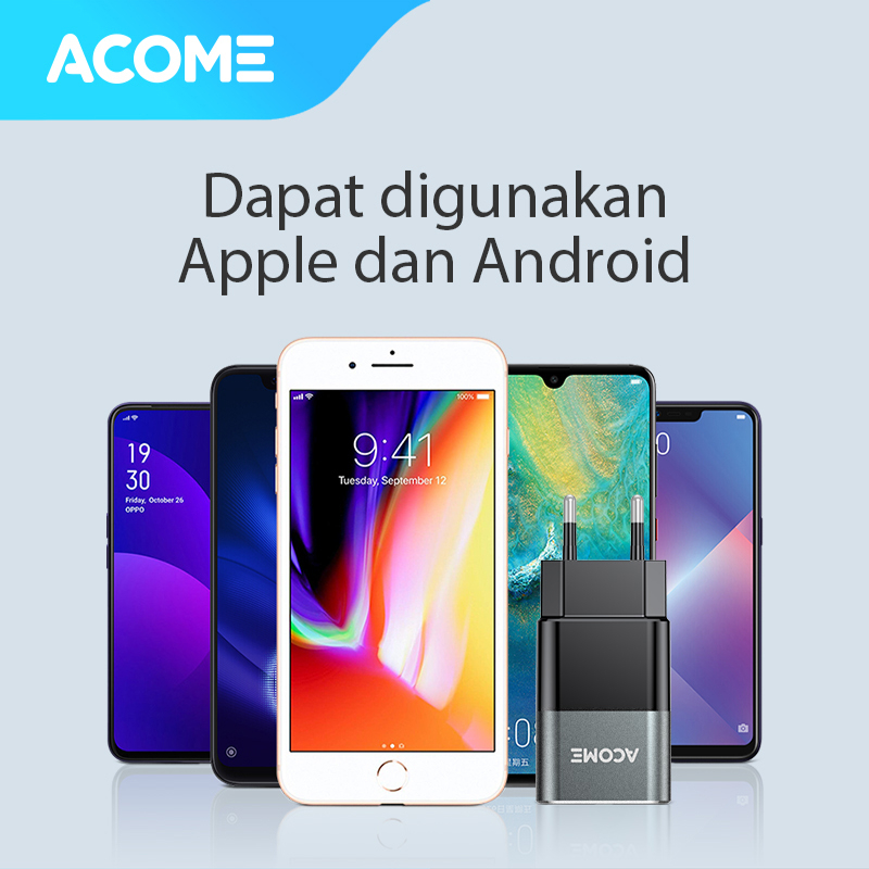 ACOME Charger Original 3A QC3.0 Fast Charging Micro USB Type-C OPPO iPhone Garansi Resmi 1 Thn AC01