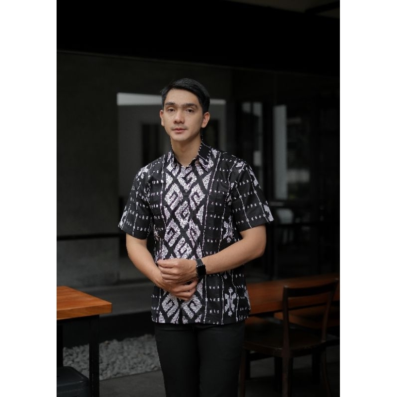 BSWART Batik HRB026 Kenongo Hem Pendek Padi Pekalongan M L XL Batik Pria MURAH Modern Grosir