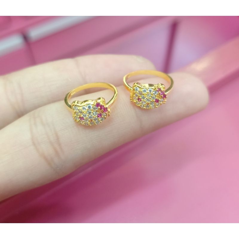 CINCIN ANAK HELLO KITTY PERAK 925 LAPIS MAS 24K