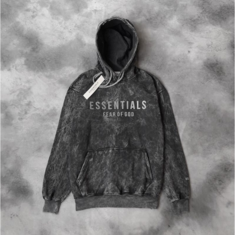 Essentials Hoodie Fear of God - Jaket Sandwash Abu Fulltag Unisex Premium