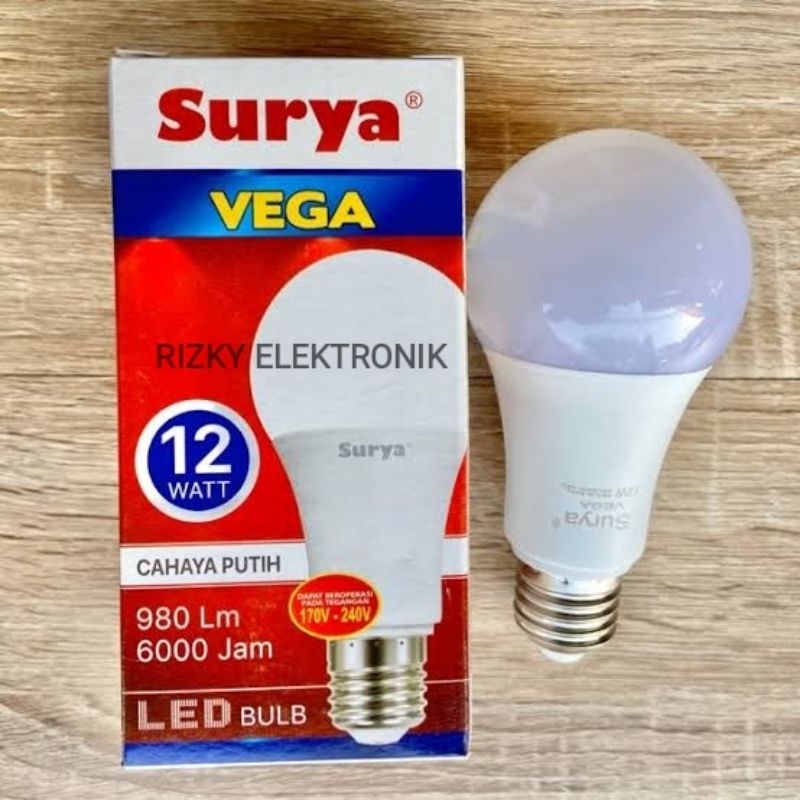 Lampu Bohlam LED 12W 12 Watt Surya VEGA Bulb Putih CDL Bergaransi