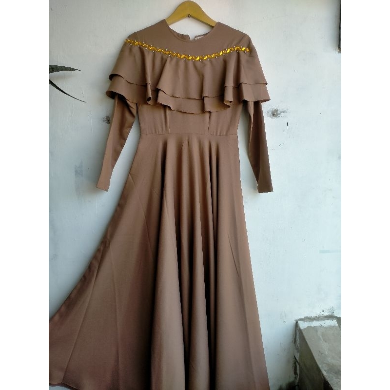 Preloved dress puthic/ senandung ombak dress puthic warna mocca