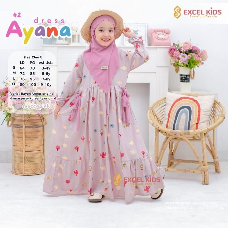 AYANA DRESS #1-3 free jilbab ORI EXCEL | Dress+jilbab/khimar Anak