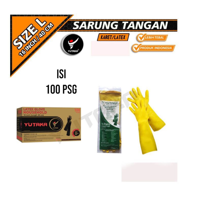 Sarung Tangan Karet 16 Inch isi 100 psg/cuci piring Sarung Tangan Karet 16 Inch isi 100 psg/ murah Sarung Tangan Karet 16 Inch isi 100 psg