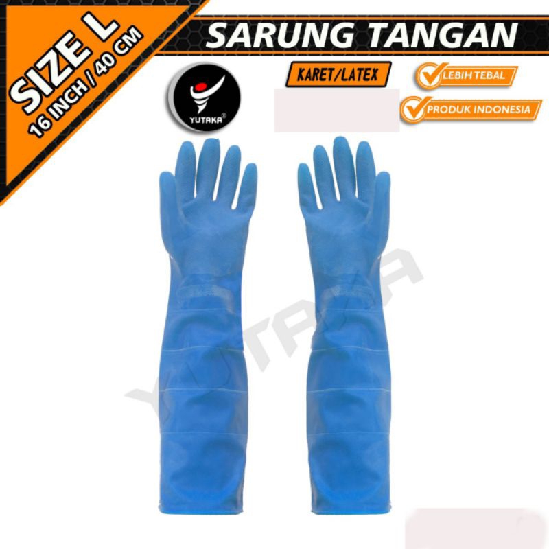 sarung tangan cuci piring karet  yutaka  panjang 16inch/SARUNG TANGAN KARET HOUSEHOLD yutaka/sarung tangan karet cuci piring