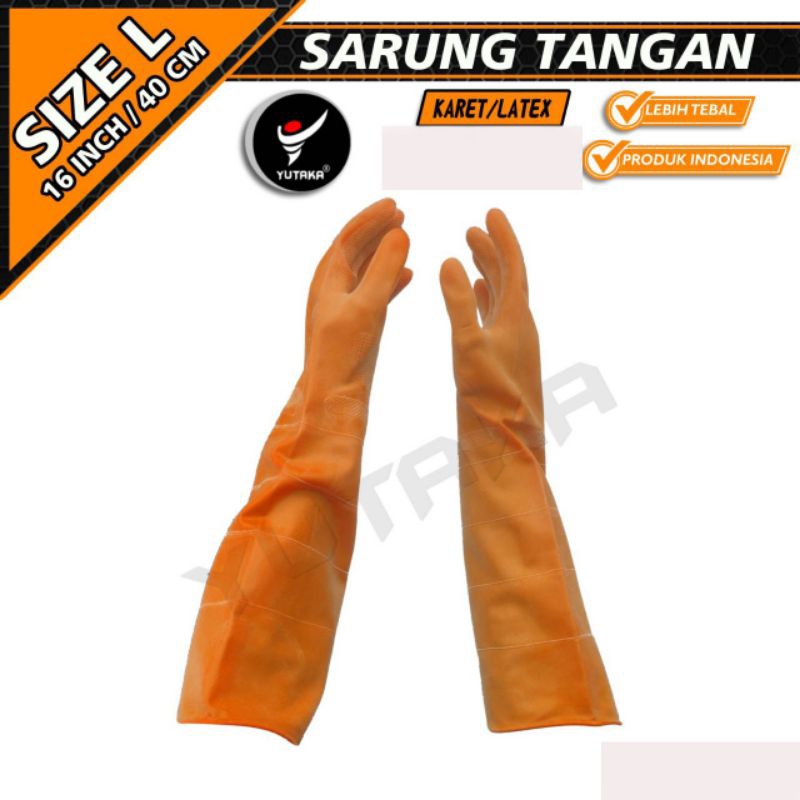 SARUNG TANGAN KARET 16 INCH warna orange