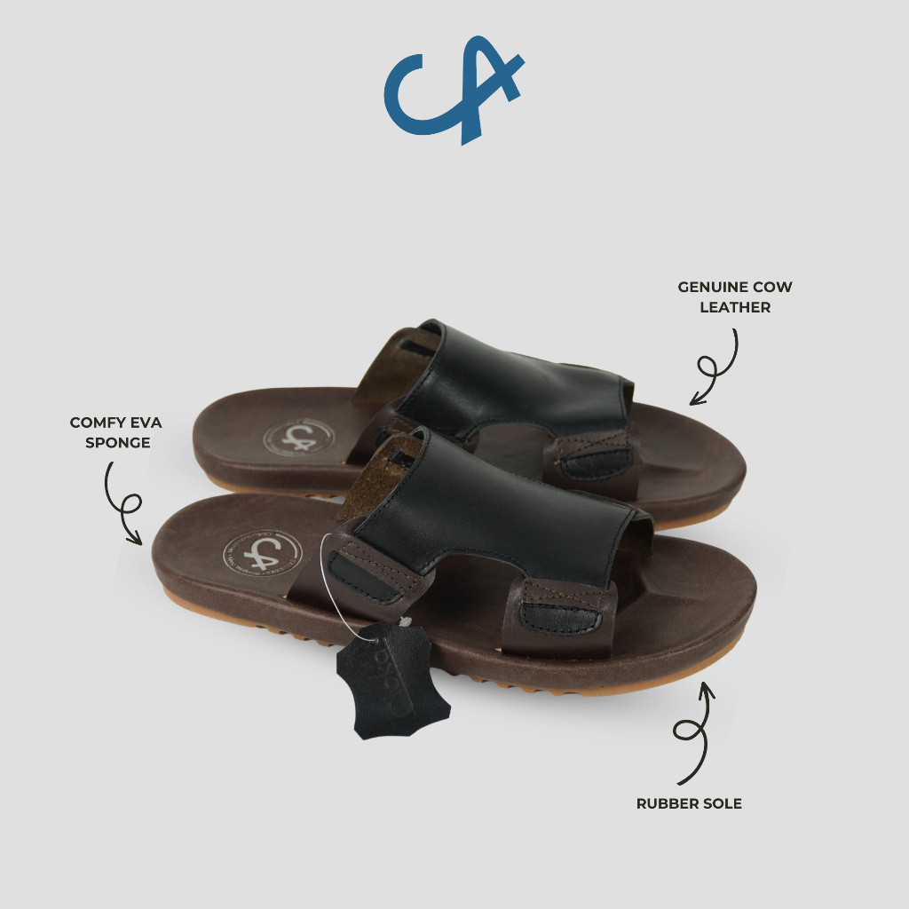 Sandal Pria Slide Cloka Santai Slipper Sendal Cowo Genuine Leather Anti Slip - Cloka Lassia