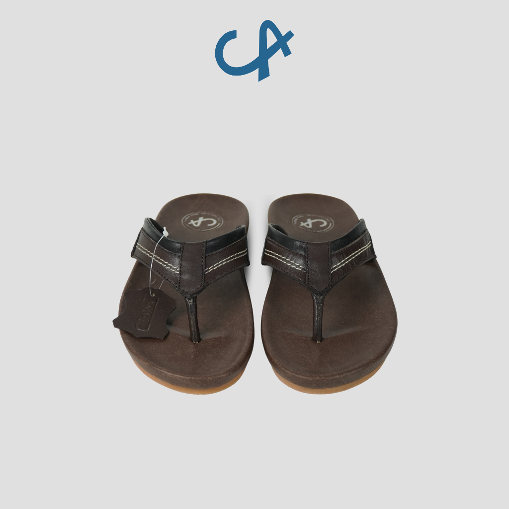 Sandal Pria Jepit Kulit Sapi Kasual Distro Ringan Sendal Cowok Leather Flipflops Original Ciotti Cloka