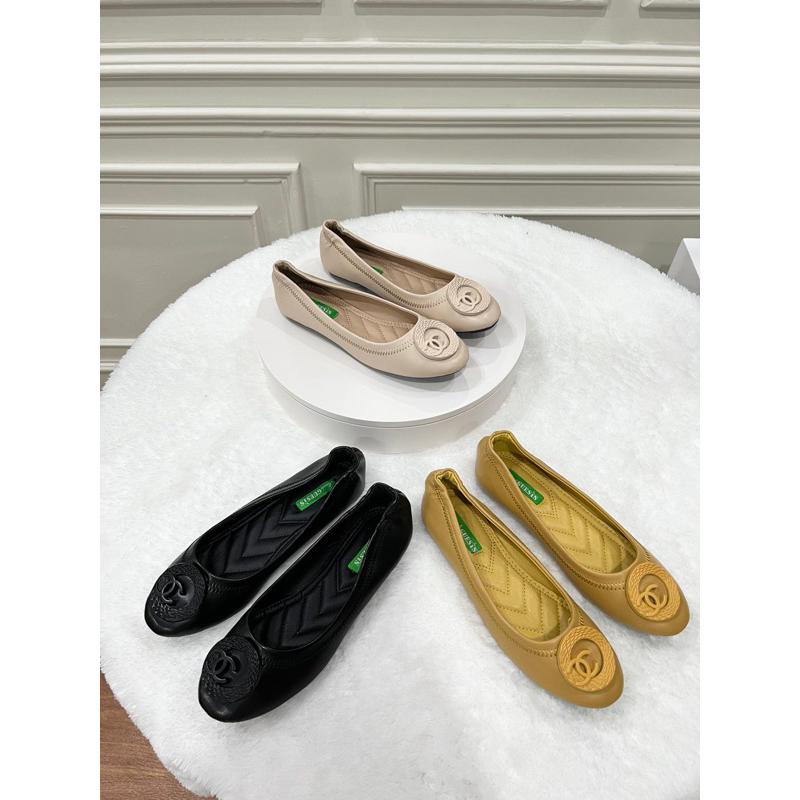 sepatu flat shoes wanita terbaru kekinian pesta MAUDE GUESIS sepatu flat bahan kulit kualitas import TOR23